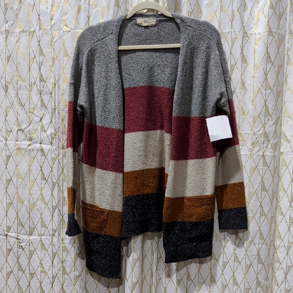 Colorblock Open Front Cardigan